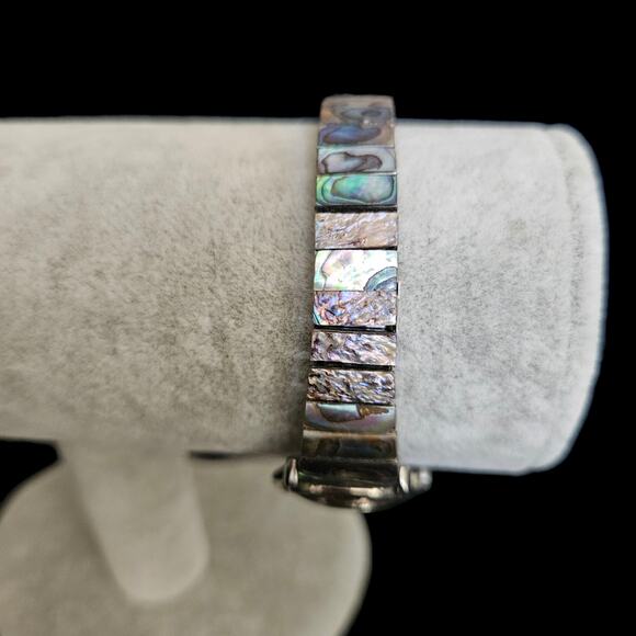 L.A. EXPRESS Quartz Women’s Watch Abalone Inlay Band Silver Tone Vtg Needs Batt - Picture 4 of 5